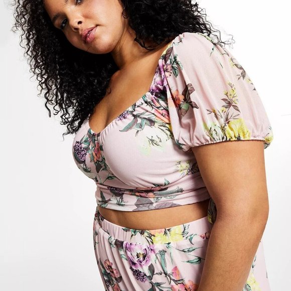 LOVE, FIRE Trendy Plus Size Mesh Top - Picture 1 of 2